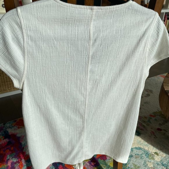 J Crew Textured Tie-Front Top in White (S) - Picture 3 of 4